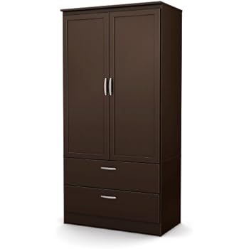 South Shore 2-Door Wardrobe Armoire with Adjustable Shelves and Storage Drawers, Chocolate