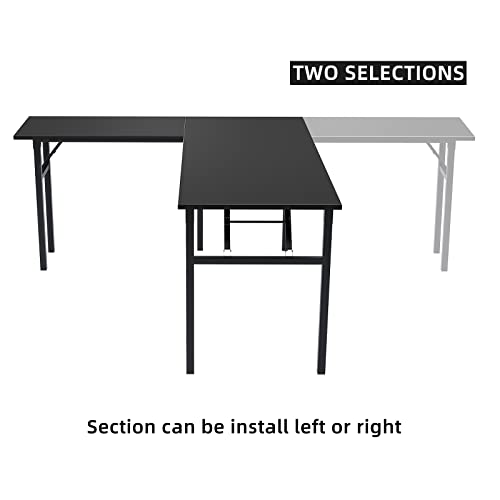DlandHome Reversible LShaped Desk Large Corner Desk Folding Table