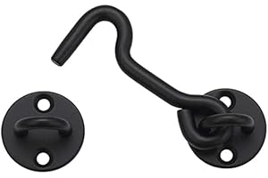 Raswik 4” Privacy Hook and Eye Latch Easy Lock for Barn Door, Black
