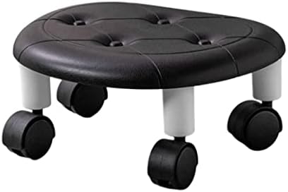 Lanstics Low Roller Seat - PU Leather Rolling Stool With Wheels For Home & Office