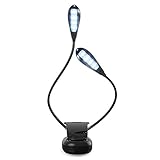 Book Light, 8 LED Reading Light, Portable Clip On Music Light Stand，2 Brightness Settings , Soft Padded Clamp，Lightweight with USB Cable