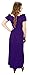 Peach Couture Gypsy Boho Cap Sleeves Smocked Waist Tiered Renaissance Maxi Dress Purple, Medium