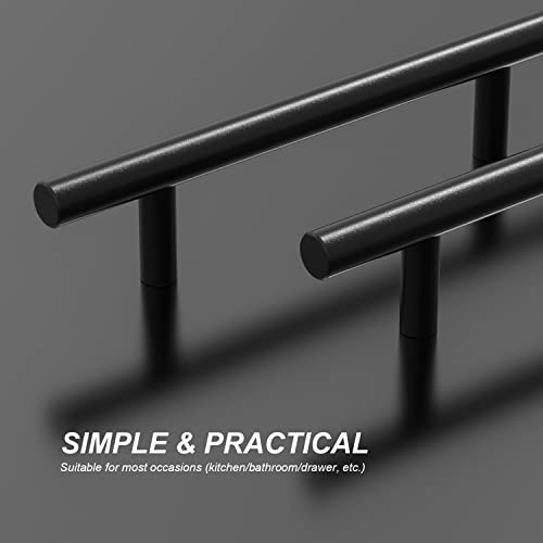 Black Cabinet Handles, Set of 5 Kitchen Cabinet Pulls, Matte Black Cabinet Hardware Bedroom Drawer Pull, T Bar Handles Girls Dresser Pulls, Cupboard Pull Handles- 5.9\