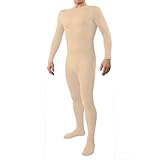 Ensnovo Adult Lycra Spandex One Piece Unitard Full Bodysuit Costume Nude, M