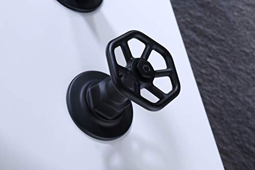 RKF Solid Brass Two Handle Widespread Bathroom Sink Faucet with Metal Pop-up Drain with overflow and CUPC Faucet Supply Hoses,Matte Black,CWF026-MB
