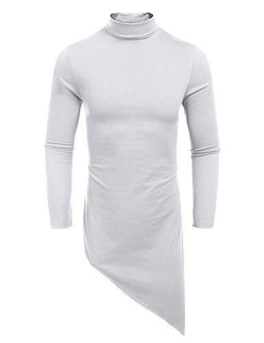 Coofandy men s slim fit hip hop hippie style longline curved t-sh…