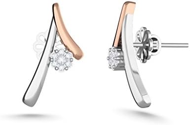 MEZZOTEK Women's 18K Stud Earrings (0.07 Carat, G-H Color, SI Clarity) White Rose - Gold