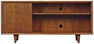 Smiths TV Stand Accomodates 60-Inch TV Size-Featuring 2 Levels Open Shelving for Media Storage, Display and Organization with Single Sliding Cabinet Door