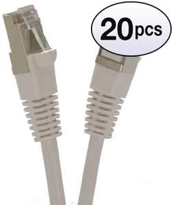 GOWOS Cat5e Shielded Ethernet Cable (20-Pack - 35 Feet) White - 26AWG Network Cable with Gold Plated RJ45 Snagless/Molded/Booted Connector - 1Gigabit/Sec High Speed LAN Internet/Patch Cable - 350MHz