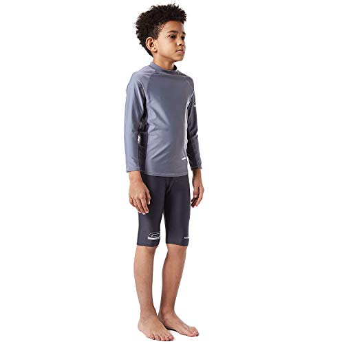 image for COOLOMG Boys Rash Guard Long Sleeve Shirt + Jammer Sport Board Swimsui