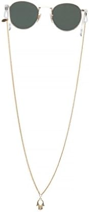 Sintillia Hamsa Hand Backlace Sunglass Strap, Glasses Chain, Eyeglass Cord (Mini Gold Chain with Black Attachments)