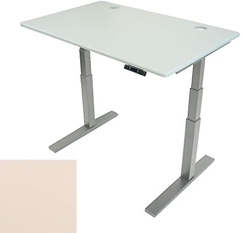 ThermoDesk UPTOWN SLIM Adjustable Height Standing Desk - Most Customizable Sit Stand and/or Walk Desk - 3 Programmable Presets - Silver Base ( Warm White Top, 30" x 71" x 0.75" )
