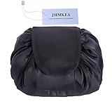 Cosmetic Bag for Women - Quick Make Up Bag Lazy Drawstring Makeup Bag Opens Flat Large Toiletry Bag Makeup Pouch Christmas Gifts for Women Girls