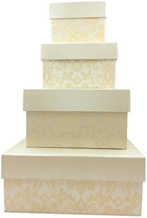Nesting Gift Boxes with Lids – 4 Assorted Sizes for Candy Treat Tower (Cream)
