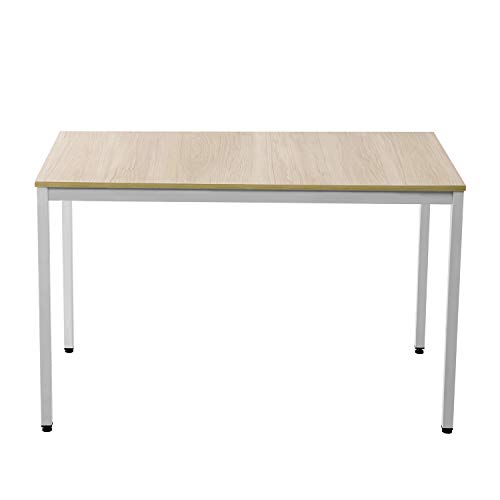 Dining Room Table Set, 3 Pieces Farmhouse Kitchen Table Set with Two Benches, Metal Frame and MDF Board, Modern Furniture for Home, Cafeteria, Apartment and Farm House (Beige)