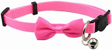 Olahibi Classic Solid color Safety Release Bowtie Cat Collar Breakaway Buckle with Bell (S, Pink)