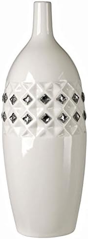5th Avenue Collection Italian Bone China Vase Embedded w/ Swarovski Crystals