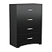South Shore Step One 4-Drawer Dresser, Pure Black with Matte Nickel Handles