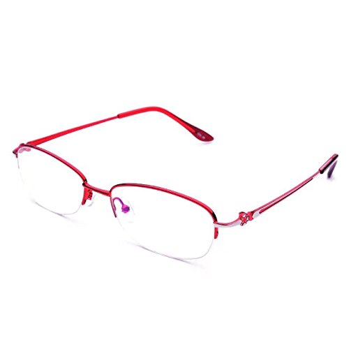 Jcerki Red Half Frame Reading Glasses +5.25 Strength Women Fashion Readers Eyeglasses