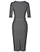 MUXXN Women's Collared Solid Short-Sleeve Midi Fitted Dress, Gray, Medium