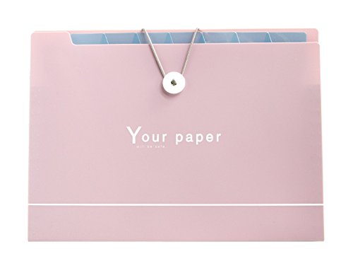 BEGOO 8 Pockets Tabs Expanding File Folder Colorful Document Holder High Capacity Binder Wallet A4 Letter Size for Cards Bills Storage Elastic String Button Closure for School Office Supplies（Pink） - Thumbnail 3