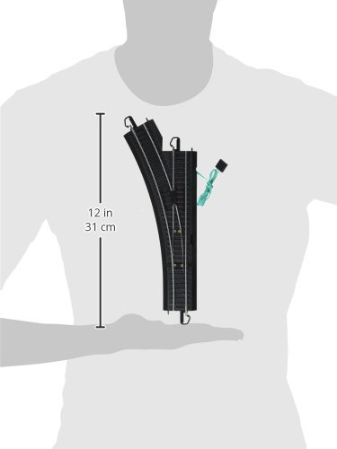Bachmann Trains - Snap-Fit E-Z TRACK REMOTE TURNOUT - LEFT (1/card) - STEEL ALLOY Rail With Black Roadbed - HO Scale