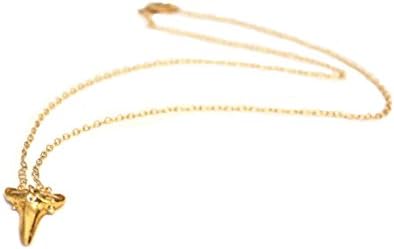 SONIA HOU Bite Me Necklace, Real Shark Tooth Layering Necklace Electroplated in 24K Gold - Birthday Wedding Anniversary Engagement Bridal Party Graduation Gifts