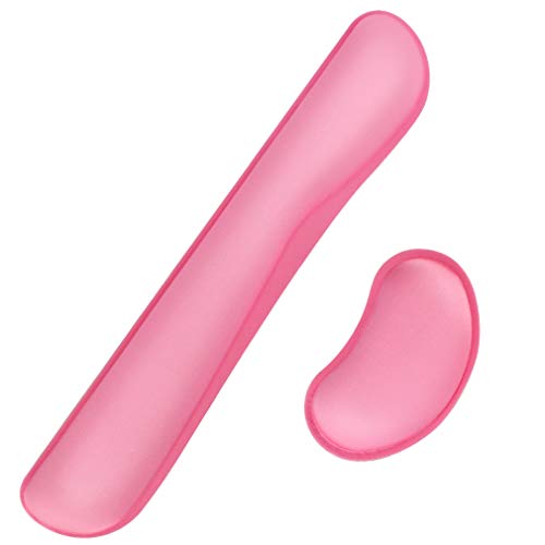 Poualss Memory Foam Set Keyboard and Mouse Wrist Pad Rest,Cushion Support for Office,Gaming,Computer,Laptop and Mac,Pain Relief& Easy Typing,Pink Wrist Rests (Pink, 5.51)