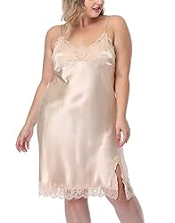 ABC-STAR Women's Plus Size Satin Slip Nightgown