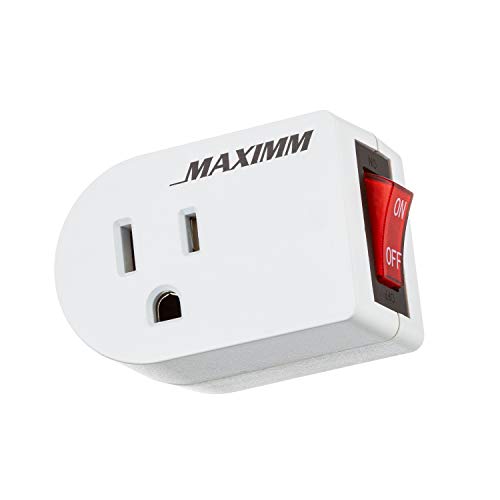 Maximm 3-Pack Grounded Outlet Plug-in Power on/Off Switch, On Off Outlet Adapter, for Indoor Extension Cords, Lights and Small Appliances, Energy Saving, ETL Listed, White