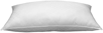 Exquisite Hotel Collection Luxury Diamond Jacquard Style MEDIUM SOFT Gel Fiber Filled Bed Pillow with 100% Cotton Shell, Standard Size Pillow, Ideal for Stomach Sleepers, Single