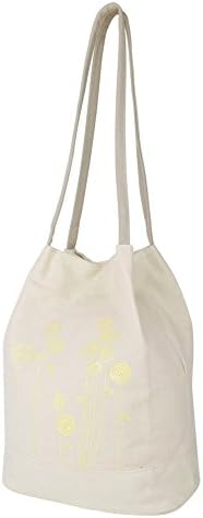 Klsyanyo Women Handmade Flower Canvas Large Tote Shopping Bag Shoulder Bag Handbags (Beige)