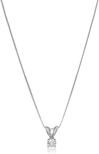 14k White Gold Diamond Solitaire Pendant Necklace, 18"