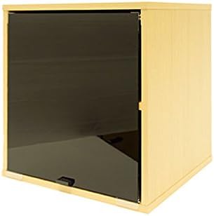 Amazon キューブボックスa 棚付きアクリル黒鏡面扉タイプ 2個セット ナチュラル ミニ食器棚 カウンター上収納 Cba Set063 B 通販