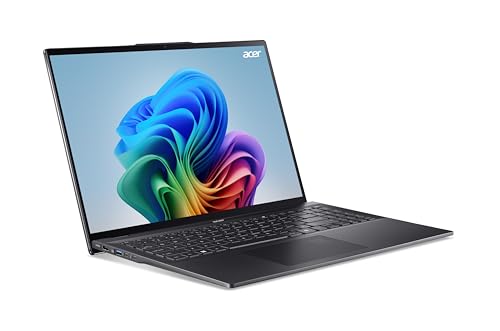 Acer Swift 16 AI OLED (SF16-51-57H6) Copilot+ PC, AI Laptop, 40 Tops, 16 Inch WQ2.8K OLED 120Hz Display, Intel Core Ultra 5 226V, 16GB RAM, 512GB SSD, Intel Arc Graphics 130V, Windows 11, QWERTZ