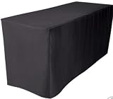 URBY 5' ft Fitted Polyester Table Cover Wedding Banquet Event Tablecloth Black