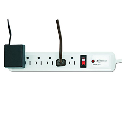 Innovera IVR71652 Surge Protector, 6 Outlets, 4' Cord, 540 J, Plastic, White , Plastic
