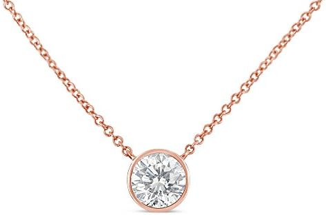 Original Classics 10k Bezel-Set Diamond Solitaire Pendant Necklace (H-I Color, SI2-I1 Clarity)