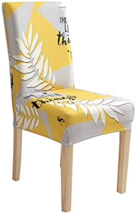Stretchable Elastic Dining Chair Seat Decorative Covers Protectors Slipcovers with Printed Pattern Washable Removable for Family Dining Room, Party, Banquet, Wedding (Yellow Good Things, 1-Pack)