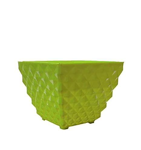 Gardens Need 100% Virgin Plastic Kohinoor Square Pot-05 | Set of 5 Planter, (13cm x 13cm x 10cm, Lemon Green)