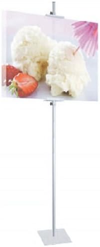 Frameless Bulletin Poster Floor Stand Holder, Square Base Silver