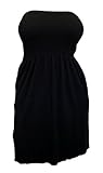 eVogues Plus Size Strapless Long Tube Top Black