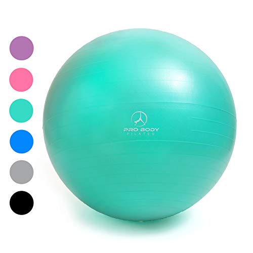Exercise Ball - Professional Grade Anti-Burst Fitness, Balance Ball Pilates, Yoga, Birthing, Stability Gym Workout Training Physical Therapy (Aqua (No Pump), 55 cm)