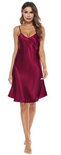 Vlazom-Camicia-da-Notte-Donna-Sexy-Raso-Senza-Maniche-Cinturino-Regolabile-Vestito-del-Pigiama-Morbido-e-Leggero