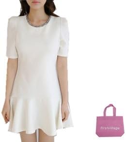 Amazon ファースト ヴィレッジ First Village レディース ワンピース ビーズ Xjmy23 オリジナルエコバッグセット ｓ ホワイト ワンピース チュニック 通販