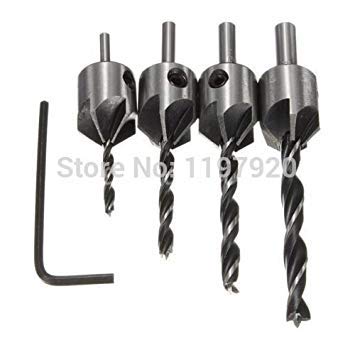 Generic 4 pack HSS Counter Sink Bits Wood Countersink Power Tool Bit Set 5 flutes Woodworking Chamfer Industrial Countersinks Bit Reamer