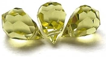 10 pcs Lemon Yellow Glass Faceted Teardrop Briolette Beads, Top drilled faceted briolette 10mm