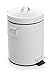 BINO Round Step Trash Can | Home or Office Bathroom Trash Cans with Lids | Kitchen Garbage Can with Non-Slip Stepper | Stainless Steel Small Trash Can with Lid | Matte White (1.3 Gallon/5 Liter)