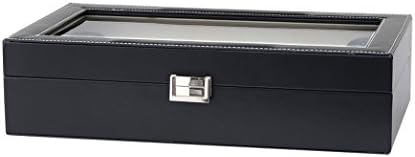 dearWYW Watch Display Box Organizer Glass Top 12 Unit 4 Colors (Solid-Black)