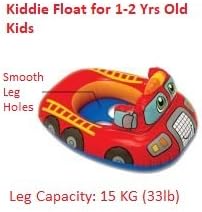 SLYTEK Kiddie Swimming Inflatable Swim Pool Seat Toddler Water Float Ring Tube Boat for Kids, 1-2 Years, 29x23-inches (Red)